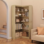 Étagère d'angle de 182 cm de haut, bibliothèque d'angle en L à 5 niveaux, étagère de style rustique avec rangement pour salon et bureau