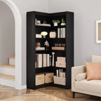 Étagère d'angle de 182 cm de haut, bibliothèque d'angle en L à 5 niveaux, étagère de style rustique avec rangement pour salon et bureau