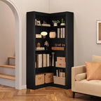 Étagère d'angle de 182 cm de haut, bibliothèque d'angle en L à 5 niveaux, étagère de style rustique avec rangement pour salon et bureau