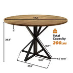 Table basse ronde en bois de 120 cm avec piédestal en métal et plateau en 4 parties, peu encombrante pour la cuisine ou la maison