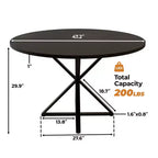 Table basse ronde en bois de 120 cm avec piédestal en métal et plateau en 4 parties, peu encombrante pour la cuisine ou la maison