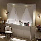 Lit escamotable Queen avec bureau, lumières DEL et station de recharge USB