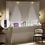 Lit escamotable Queen avec bureau, lumières DEL et station de recharge USB