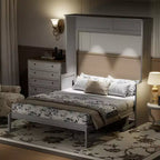 Lit escamotable Queen avec bureau, lumières DEL et station de recharge USB