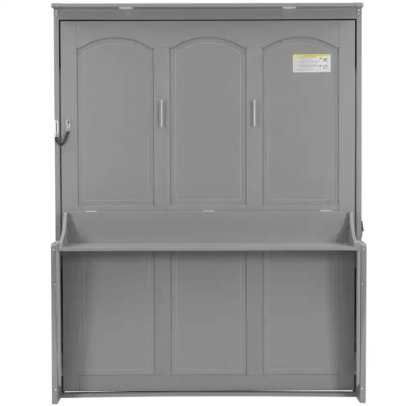 Queen Murphy Bed with Desk, LED Lights & USB Charging Station