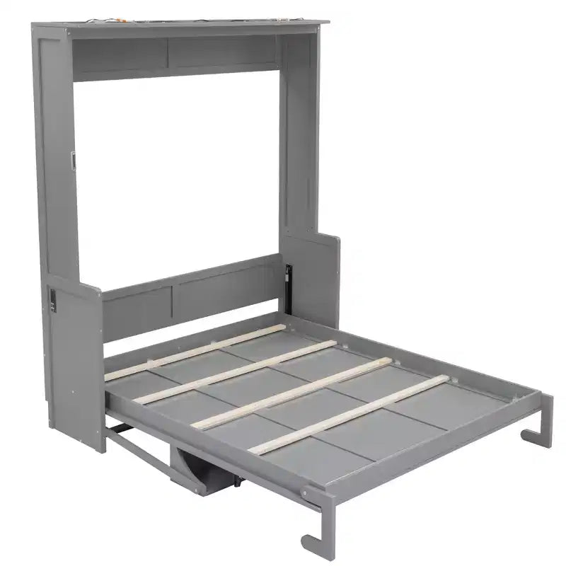 Queen Murphy Bed with Desk, LED Lights & USB Charging Station