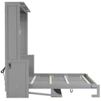 Lit escamotable Queen avec bureau, lumières DEL et station de recharge USB
