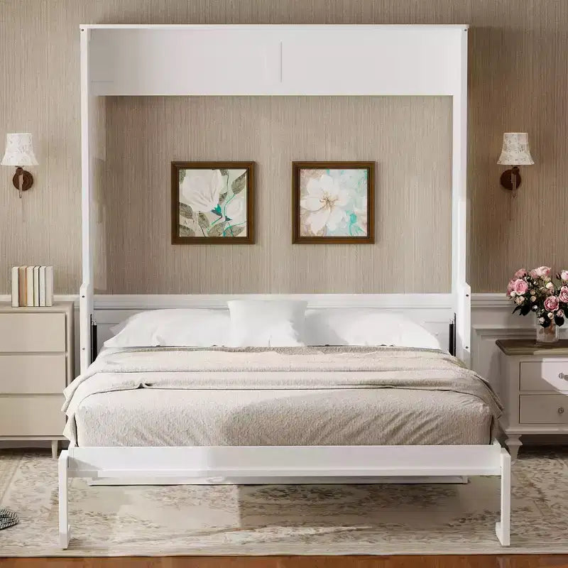 Queen Murphy Bed with Desk, LED Lights & USB Charging Station