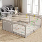 Parc bébé avec tapis 150 x 150 cm, centre d'activités intérieur et extérieur, barrière de sécurité pour bébés et tout-petits