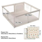 Parc bébé avec tapis 150 x 150 cm, centre d'activités intérieur et extérieur, barrière de sécurité pour bébés et tout-petits