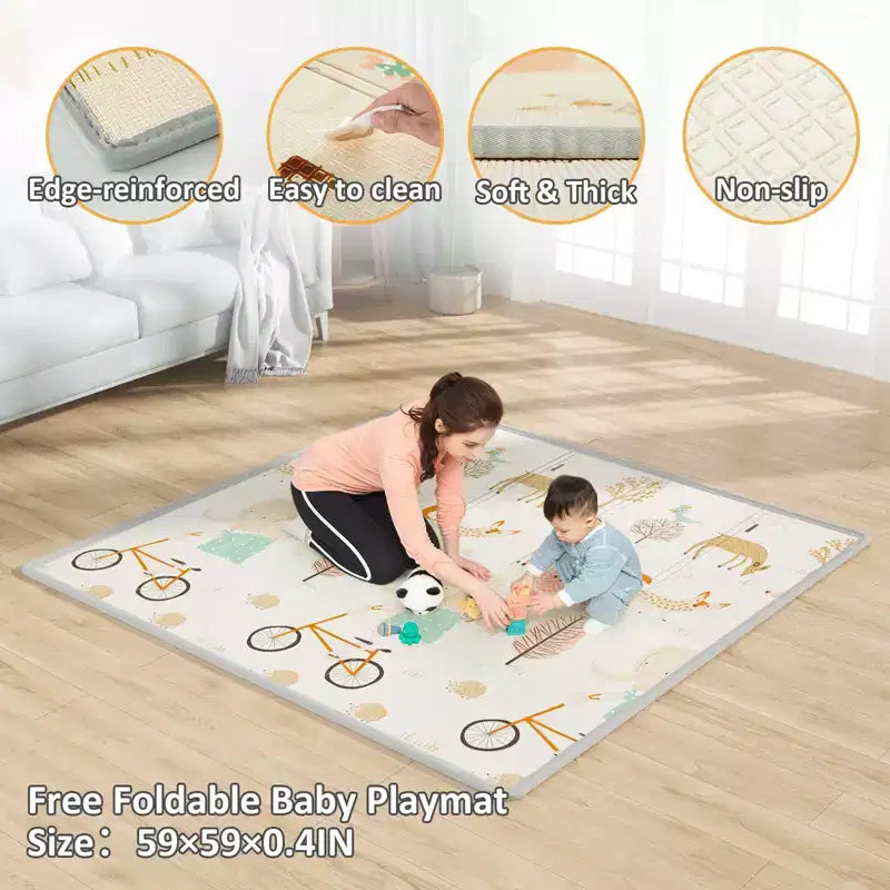 Baby Playpen with Mat 59 x59 In Playpen for Babies and Toddlers, Indoor & Outdoor Activity Center, Safety Baby Fence