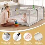 Parc bébé avec tapis 150 x 150 cm, centre d'activités intérieur et extérieur, barrière de sécurité pour bébés et tout-petits