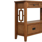 Console en bois massif de style vintage avec 4 tiroirs et une étagère ouverte