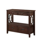 Console en bois massif de style vintage avec 4 tiroirs et une étagère ouverte