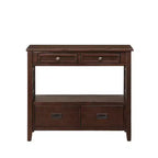 Console en bois massif de style vintage avec 4 tiroirs et une étagère ouverte