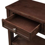 Console en bois massif de style vintage avec 4 tiroirs et une étagère ouverte