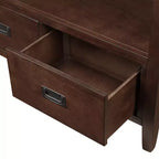 Console en bois massif de style vintage avec 4 tiroirs et une étagère ouverte