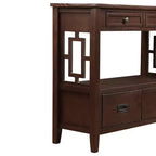 Console en bois massif de style vintage avec 4 tiroirs et une étagère ouverte