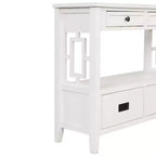 Console en bois massif de style vintage avec 4 tiroirs et une étagère ouverte