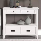 GDFStudio Overton Vintage Solid Wood Console Table with 4 Drawers and Open Shelf