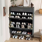 Meuble à chaussures, Meuble de rangement avec 3 tiroirs à poignée métallique et 1 étagère ouverte, Meuble pour entrée