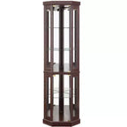 Meuble d'angle vitrine avec 2 portes vitrées et étagères réglables en verre trempé, Meuble d'angle pour salon, cuisine
