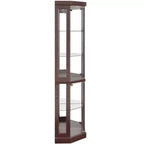 Meuble d'angle vitrine avec 2 portes vitrées et étagères réglables en verre trempé, Meuble d'angle pour salon, cuisine