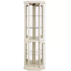 Meuble d'angle vitrine avec 2 portes vitrées et étagères réglables en verre trempé, Meuble d'angle pour salon, cuisine