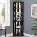 Meuble d'angle vitrine avec 2 portes vitrées et étagères réglables en verre trempé, Meuble d'angle pour salon, cuisine