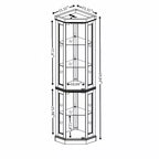 Meuble d'angle vitrine avec 2 portes vitrées et étagères réglables en verre trempé, Meuble d'angle pour salon, cuisine