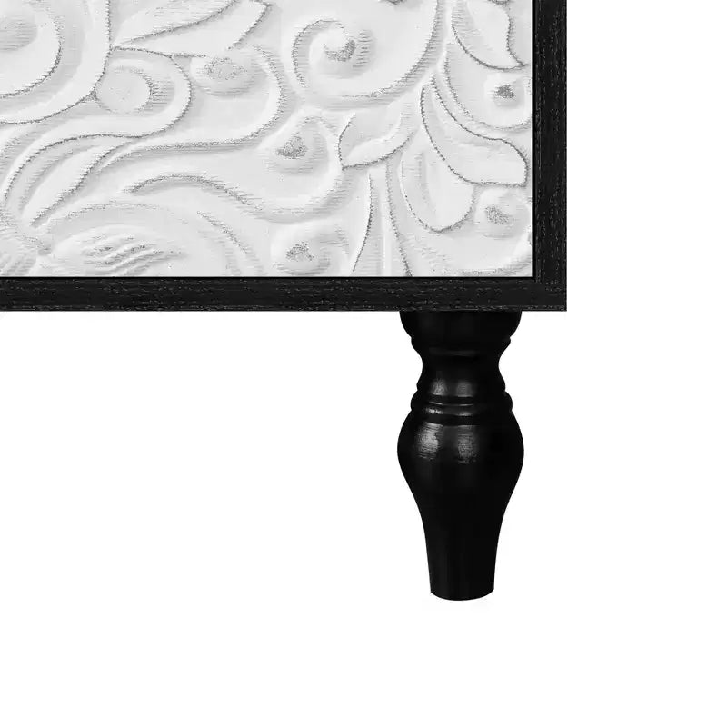 Storage Cabinet with Carved Flower Door, Entryway Cabinet with Metal Handle Sideboard Cabinet for Living Room