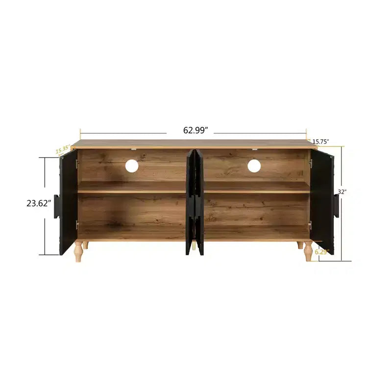 Storage Cabinet with Carved Flower Door, Entryway Cabinet with Metal Handle Sideboard Cabinet for Living Room