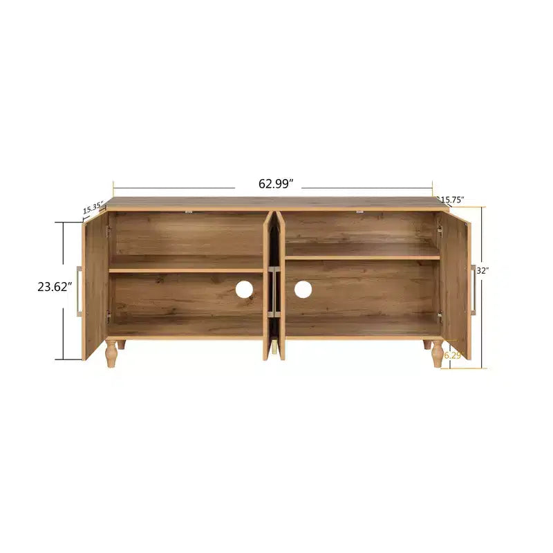 Storage Cabinet with Carved Flower Door, Entryway Cabinet with Metal Handle Sideboard Cabinet for Living Room