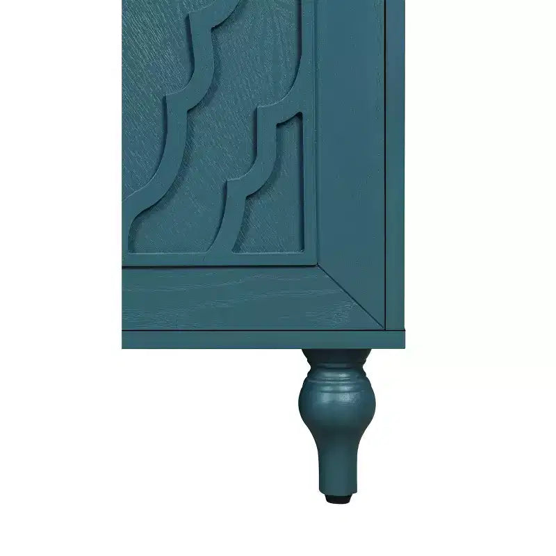 Storage Cabinet with Carved Flower Door, Entryway Cabinet with Metal Handle Sideboard Cabinet for Living Room