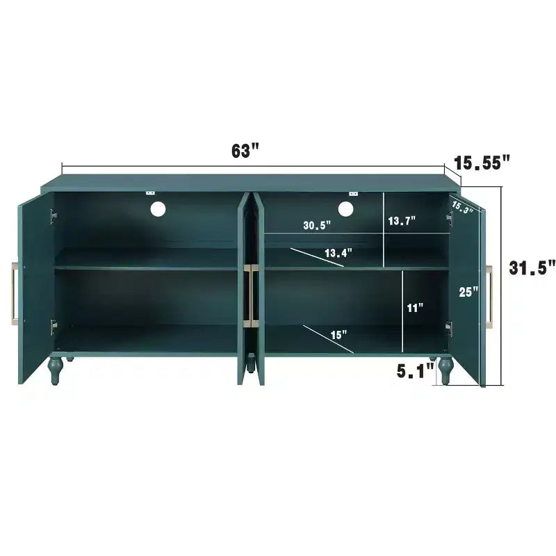 Storage Cabinet with Carved Flower Door, Entryway Cabinet with Metal Handle Sideboard Cabinet for Living Room