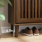 Meuble à chaussures moderne de 60 cm, organiseur de chaussures autonome avec 2 tiroirs basculants, armoire de rangement pour chaussures pour entrée, salon, couloir, noyer