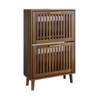 Meuble à chaussures moderne de 60 cm, organiseur de chaussures autonome avec 2 tiroirs basculants, armoire de rangement pour chaussures pour entrée, salon, couloir, noyer