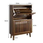 Meuble à chaussures moderne de 60 cm, organiseur de chaussures autonome avec 2 tiroirs basculants, armoire de rangement pour chaussures pour entrée, salon, couloir, noyer
