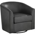 Studio 55D Barrel 30 3/4 Wide Dark Gray Faux Leather Swivel Chair