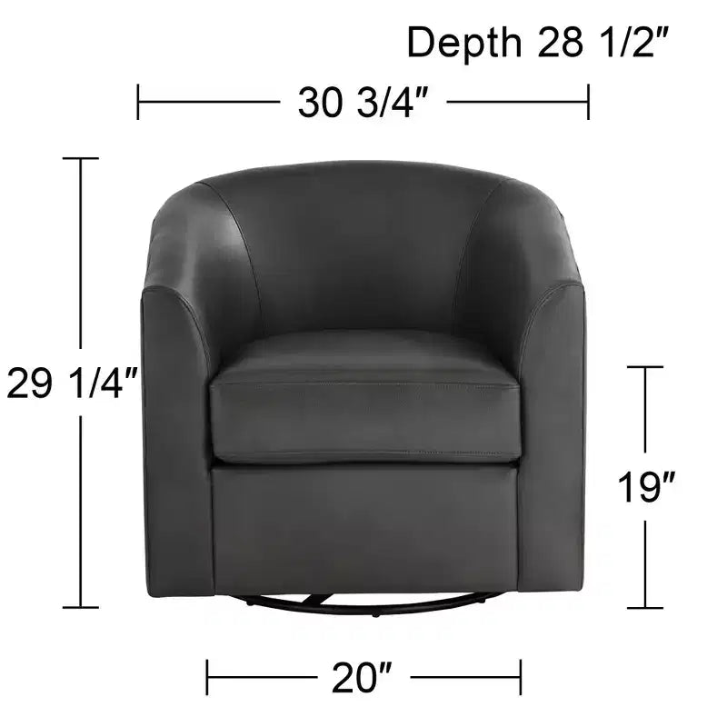 Dark grey faux leather swivel chair