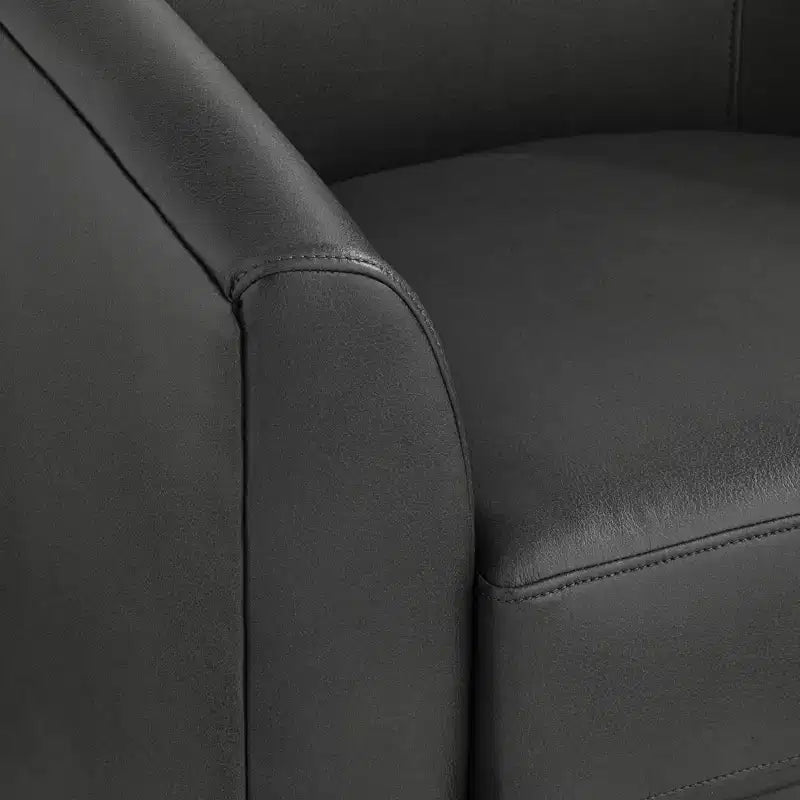 Dark grey faux leather swivel chair