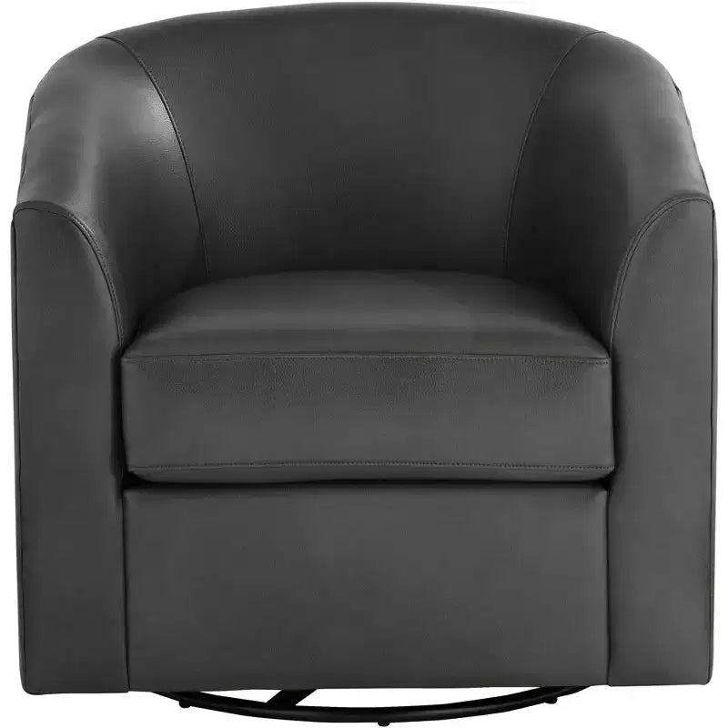Dark grey faux leather swivel chair