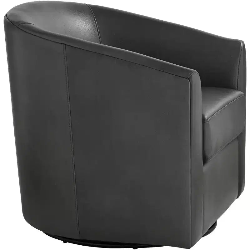 Dark grey faux leather swivel chair