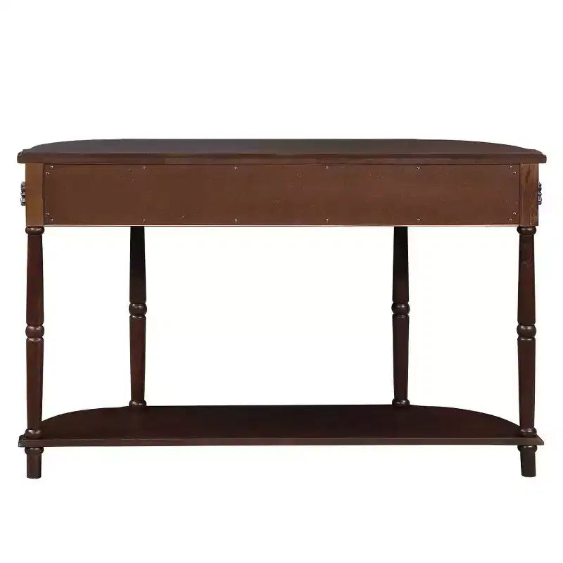 52'' Retro Curved Wood Console Table with Open Shelf and 2 Drawers for Living Room and Hallway, Espresso