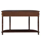 Console de 52 pouces rétro en bois incurvé avec étagère ouverte et 2 tiroirs pour salon et couloir, Espresso