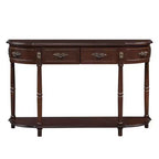 Console de 52 pouces rétro en bois incurvé avec étagère ouverte et 2 tiroirs pour salon et couloir, Espresso