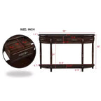 Console de 52 pouces rétro en bois incurvé avec étagère ouverte et 2 tiroirs pour salon et couloir, Espresso