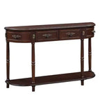 Console de 52 pouces rétro en bois incurvé avec étagère ouverte et 2 tiroirs pour salon et couloir, Espresso
