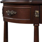 Console de 52 pouces rétro en bois incurvé avec étagère ouverte et 2 tiroirs pour salon et couloir, Espresso