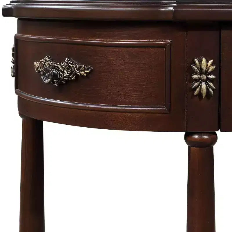 52'' Retro Curved Wood Console Table with Open Shelf and 2 Drawers for Living Room and Hallway, Espresso